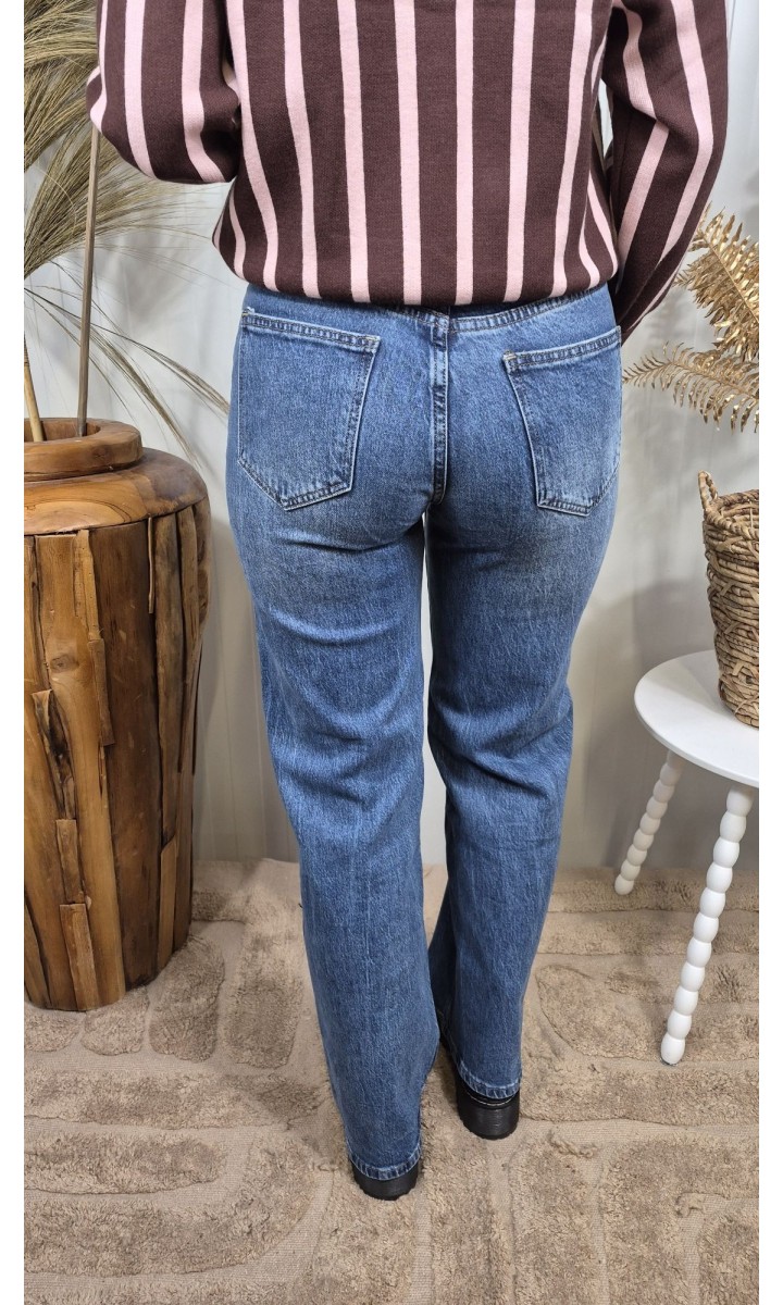 Jeans Rory coupe droite taille haute – coloris bleu, vue 2
