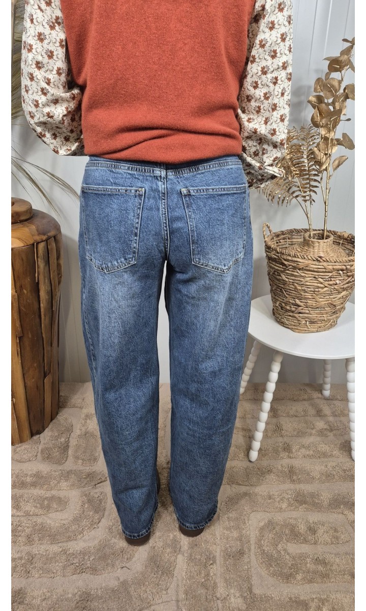 Jeans Salomé coupe mom taille haute bleu délavé – coloris bleu, vue 2