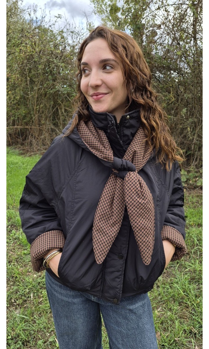Blouson Georgina noir à capuche foulard carreaux – coloris noir, vue 2