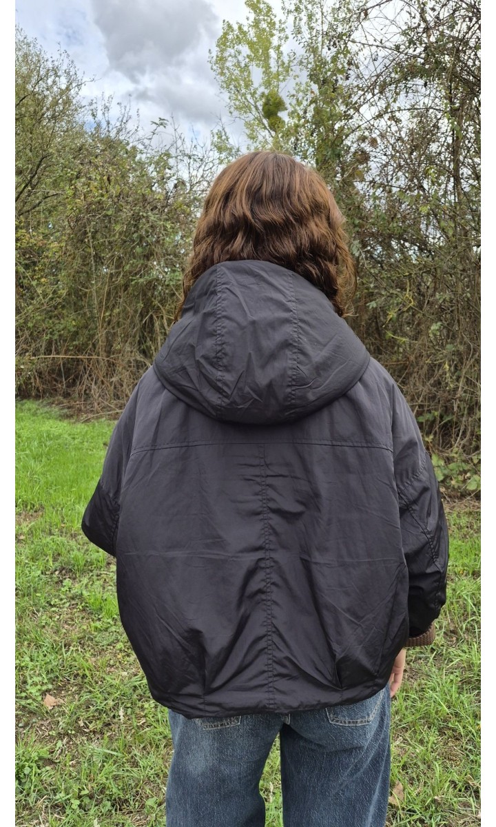 Blouson Georgina noir à capuche foulard carreaux – coloris noir, vue 5
