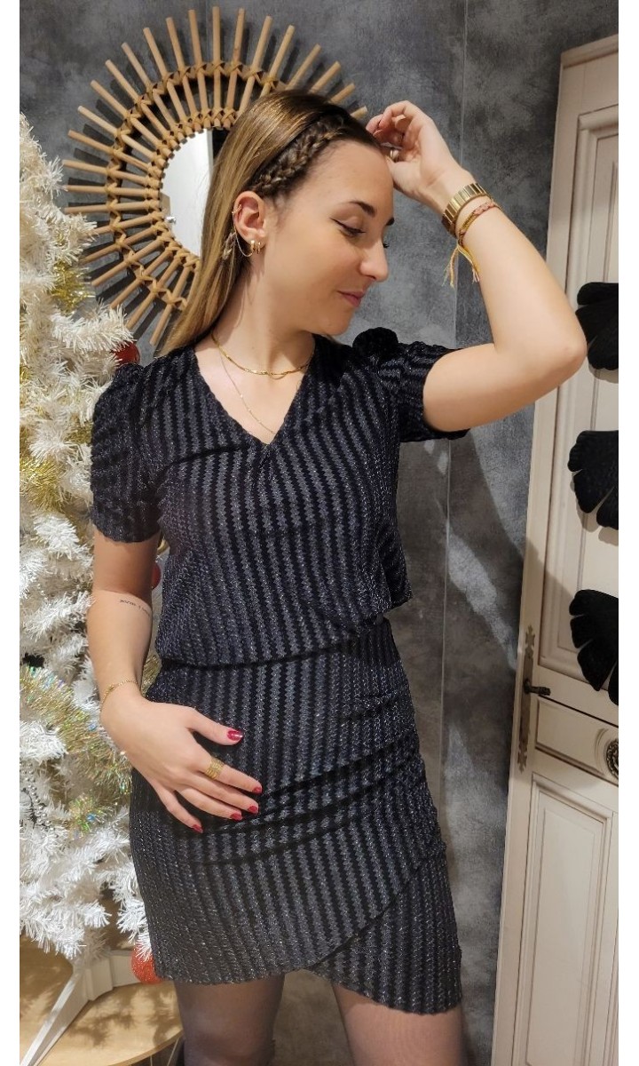 Top Anette lurex argenté – coloris noir, vue 2