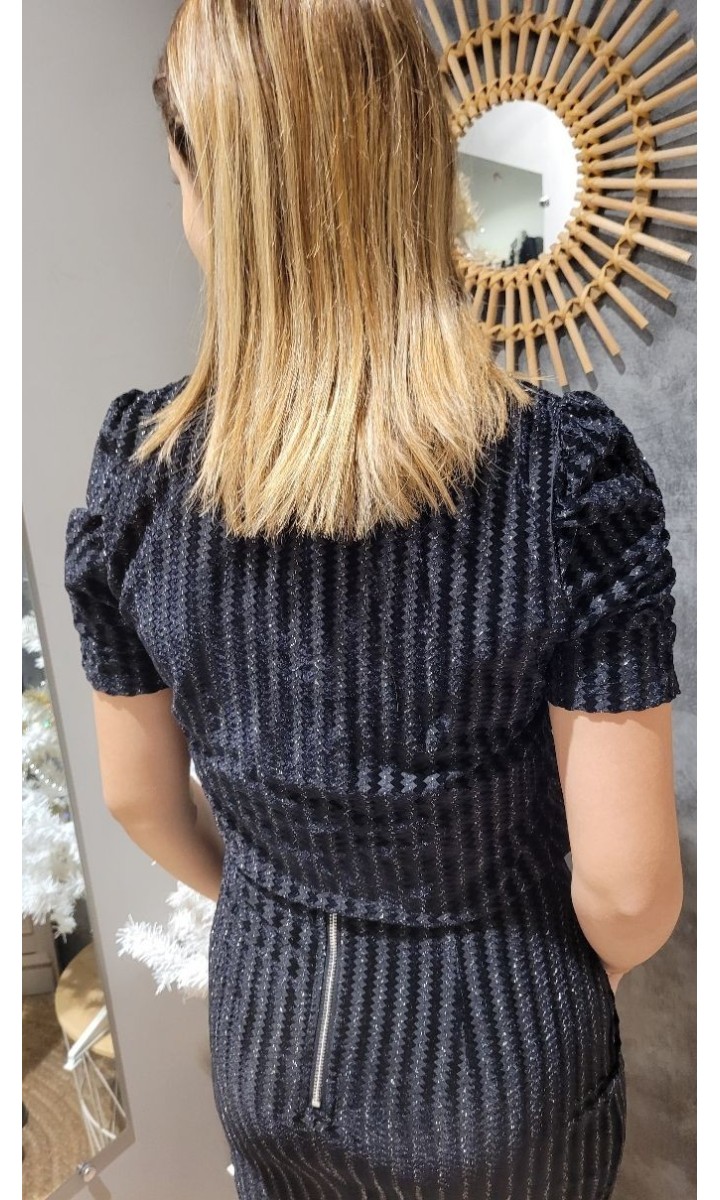 Top Anette lurex argenté – coloris noir, vue 3