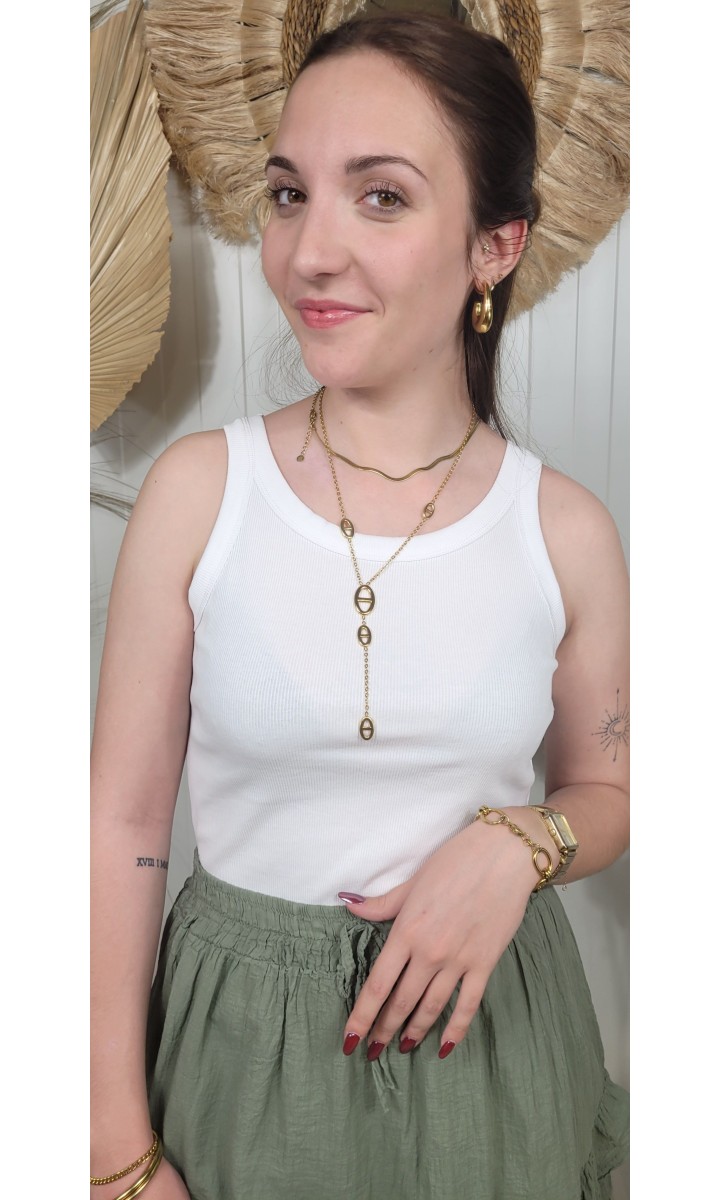 Top Dorothee ajusté maille fine – coloris blanc