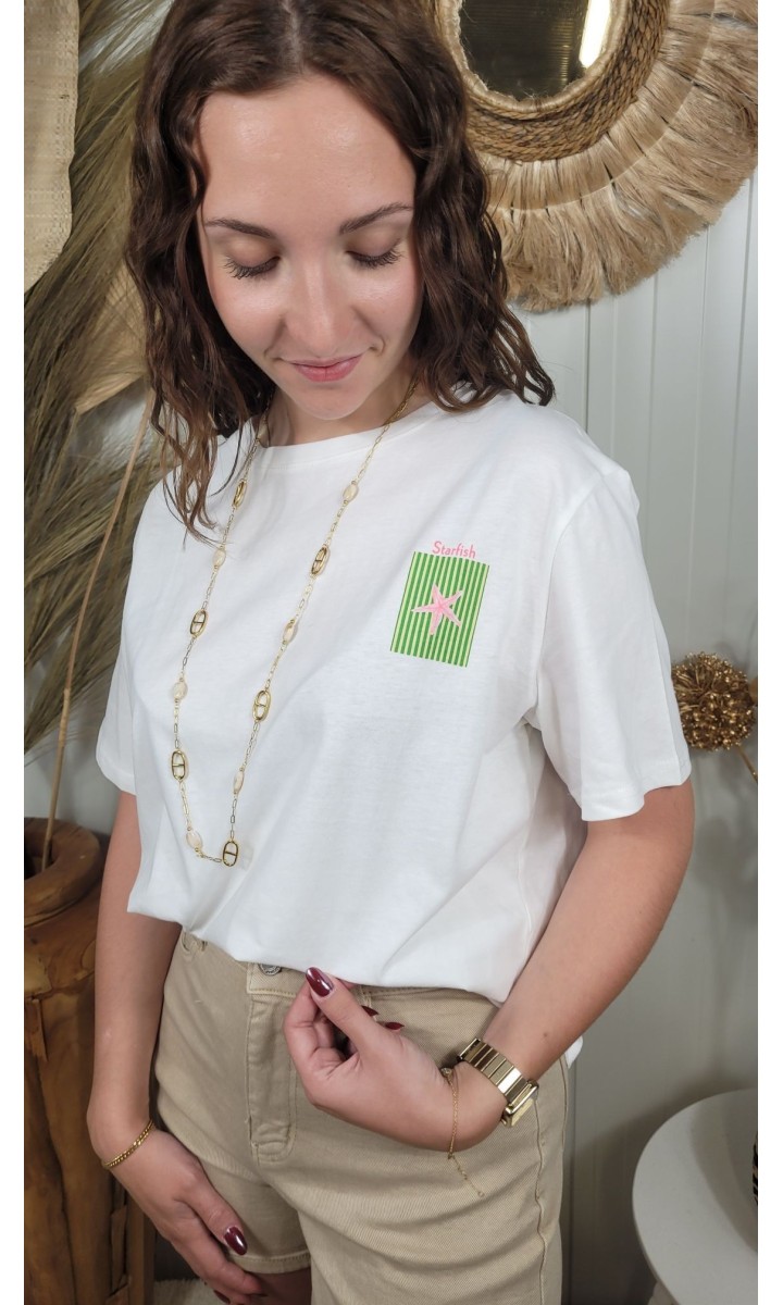 T-shirt Star imprimé Starfish – coloris blanc