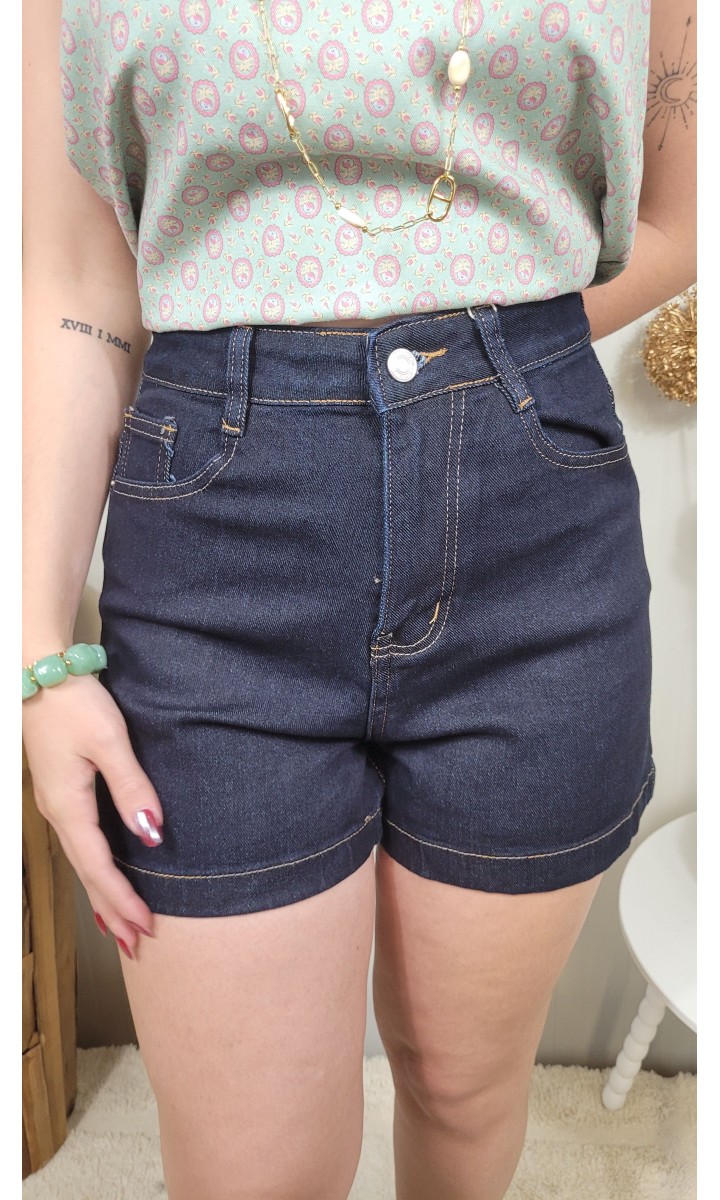Short Amelina denim brut taille haute – coloris bleu, vue 2