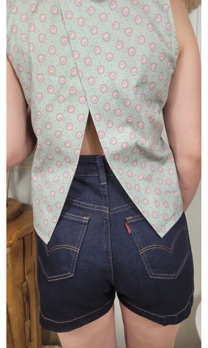 Short Amelina denim brut taille haute – coloris bleu, vue 3