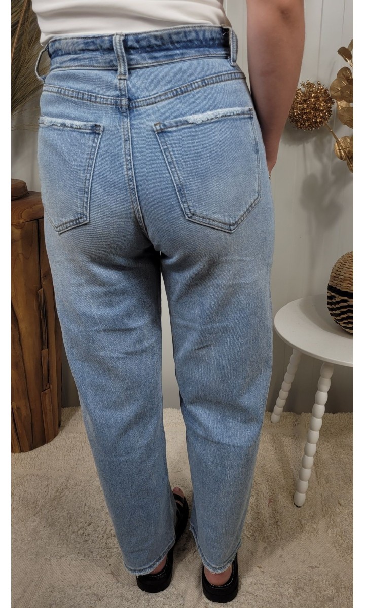 Jeans Malona wide leg braguette asymétrique – coloris bleu, vue 3